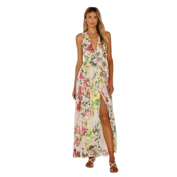Roccoco Sand - Lulu Floral Racerback Maxi Dress Sz L - Picture 1 of 9